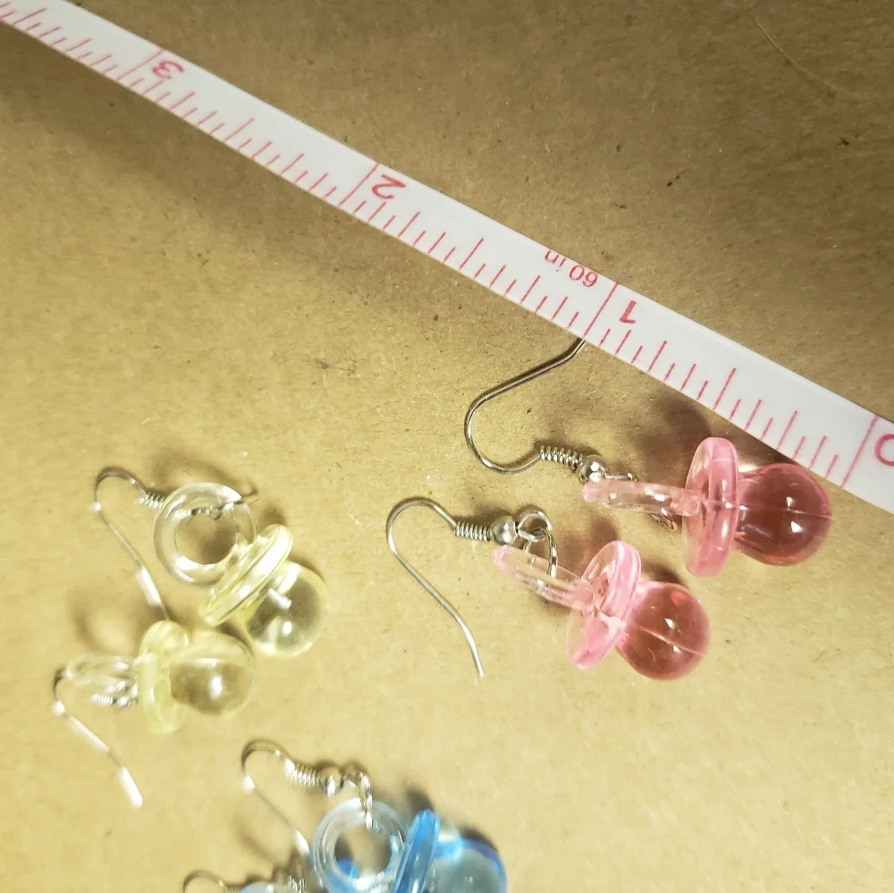 2/$10 3 Pairs Pacifier Earrings - Picture 2 of 2